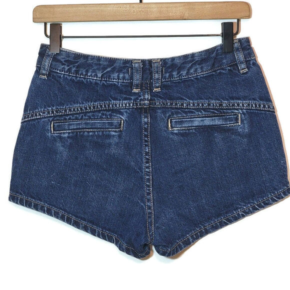 Free People Denim Short High Rise Lace Trim Blue Medium Wash Cotton Summer 26 - Picture 4 of 8